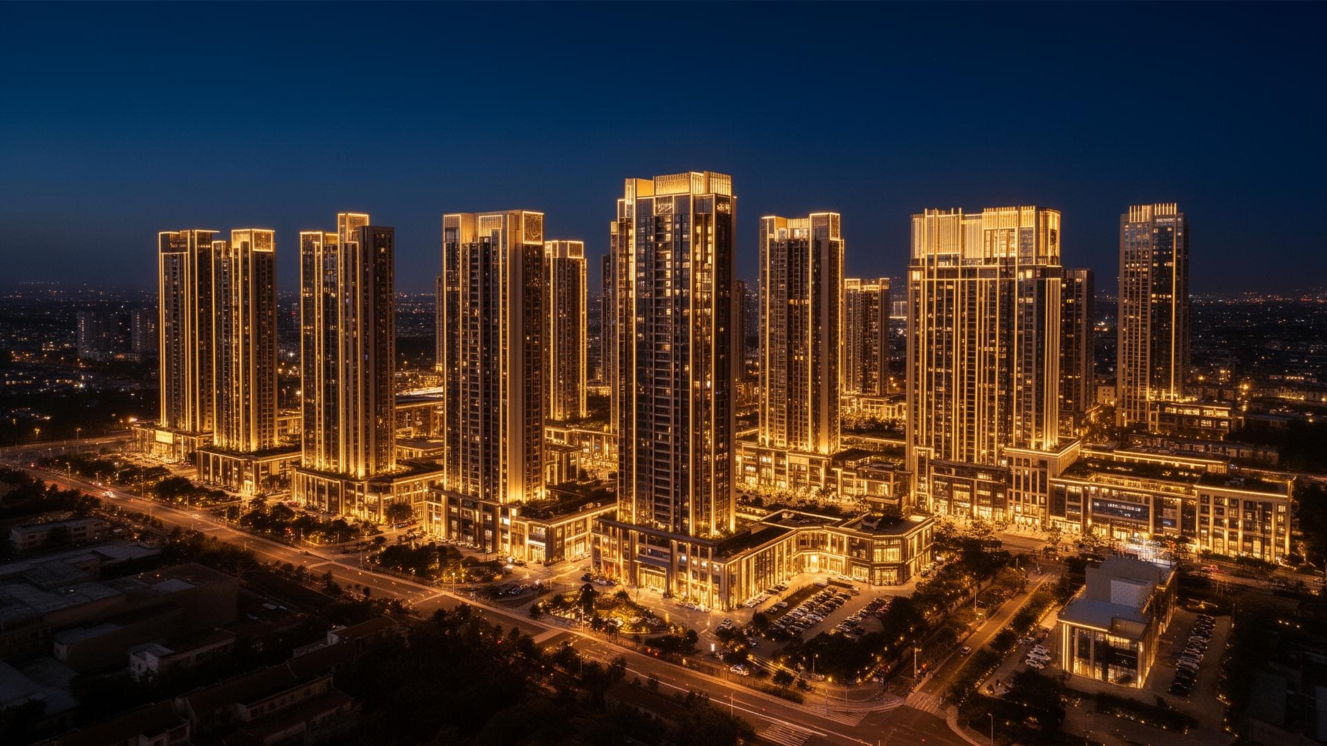 Luxury real estate skyline at twilight